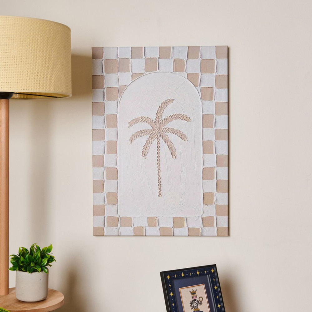 Evidea Deco Palm Breeze Kanvas Tablo - Beyaz / Bej - 50X70 cm - Beyaz - Bej - 50 x 70 cm Kanvas Tablo Fiyatı