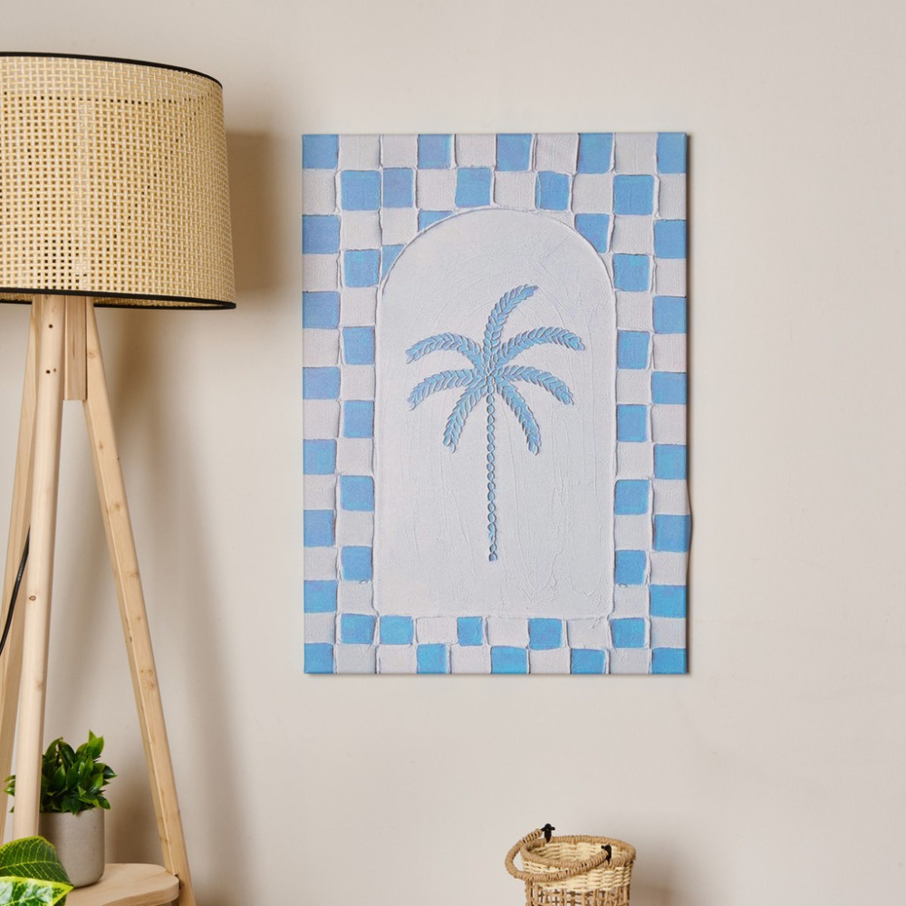 Evidea Deco Palm Breeze Kanvas Tablo - Beyaz / Mavi - 50X70 cm - Beyaz - Mavi - 50 x 70 cm Kanvas Tablo Fiyatı