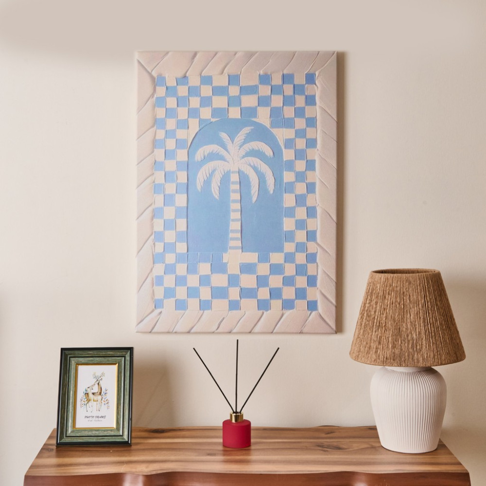 Evidea Deco Palm Breeze Kanvas Tablo - Mavi / Beyaz - 50X70 cm - Mavi - Beyaz - 50 x 70 cm Kanvas Tablo Fiyatı