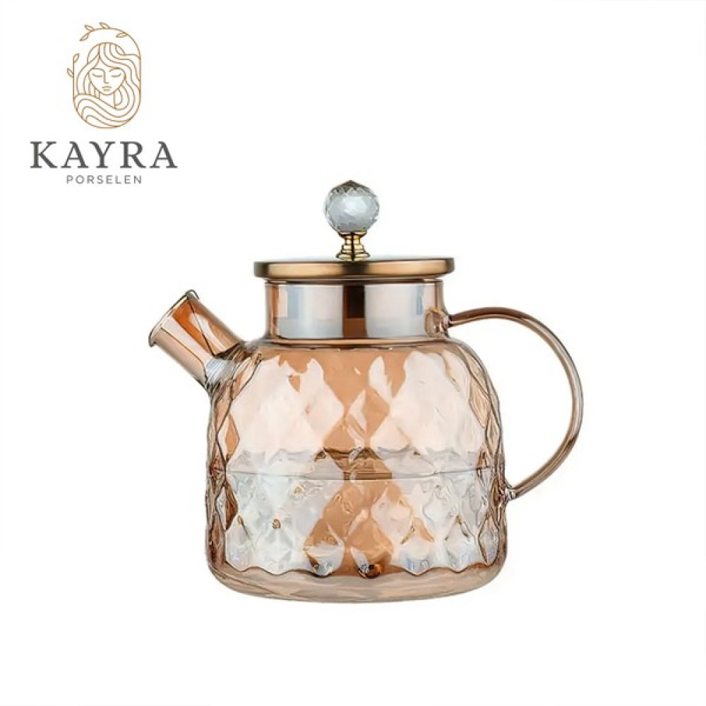 Evikonu Kabartmalı Borosilikat Cam Demlik 1000ML Çay / Çaydanlık Setleri Fiyatı