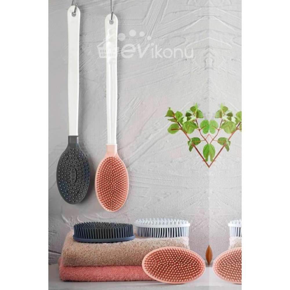 Evikonu Silikon Masajlı Uzun Saplı Vücut Ve Masaj Fırçası Banyo Sırt Kesesi Sökülebilir Saplı Yumuşak Fırçalı Doğal Kese - 1 Vücut Bakım Setleri Fiyatı