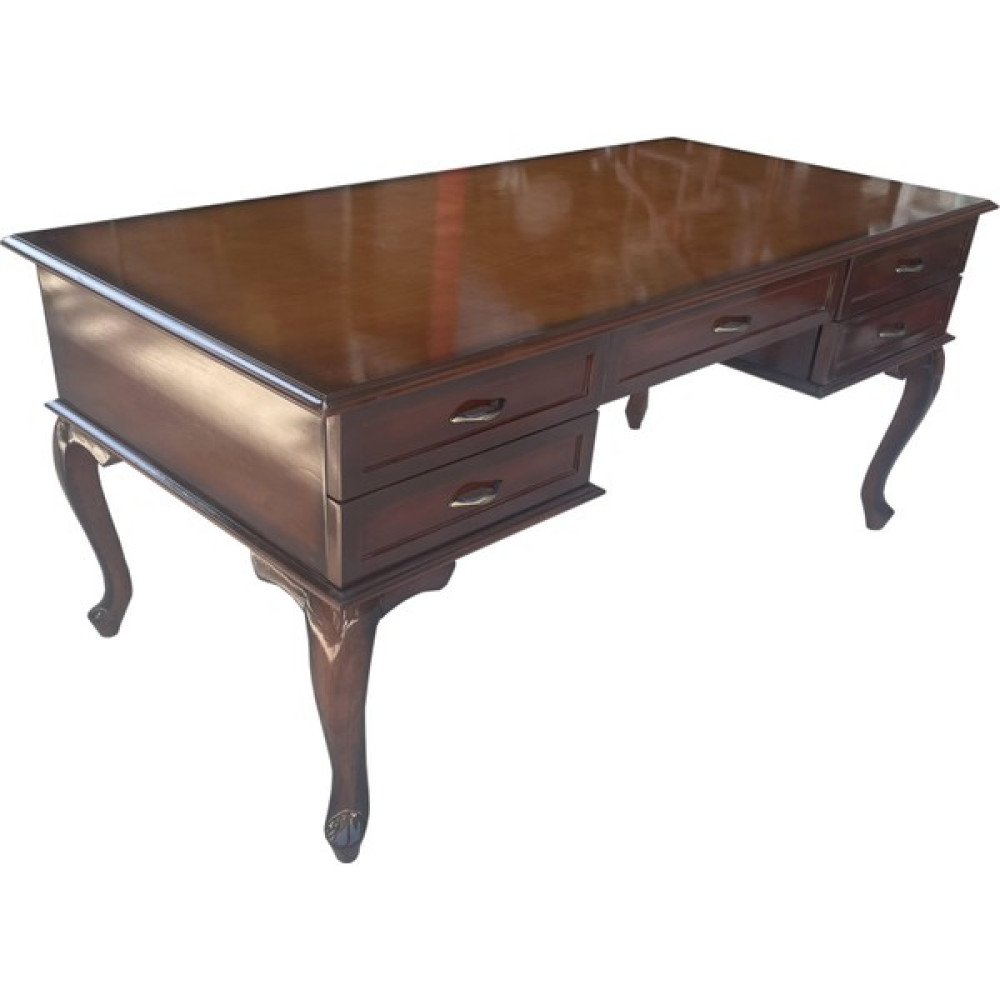 Evim-E Aksesuar Lükens Ayaklı 5 Çekmeceli Ceviz Renk Çalışma Masası Rafsız-Tamamı Ahşap - 140 x 70 x 72 cm Çalışma Masası Fiyatı