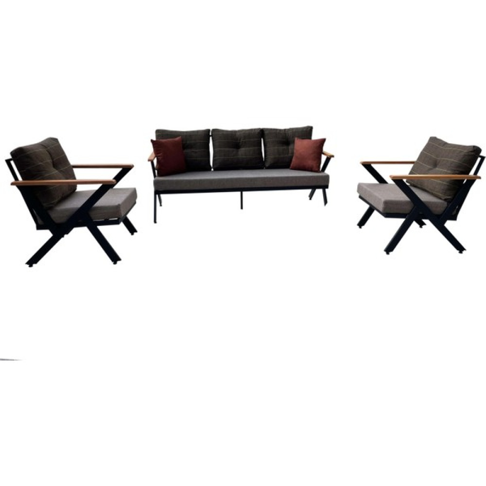 Evim-E Aksesuar Vega 'n' Model Deluxe Bahçe & Cafe & Balkon Takımı (3+1+1+Puflar+Masa)Profil - Gri - Antrasit Koltuk Takımı / Seti Fiyatı