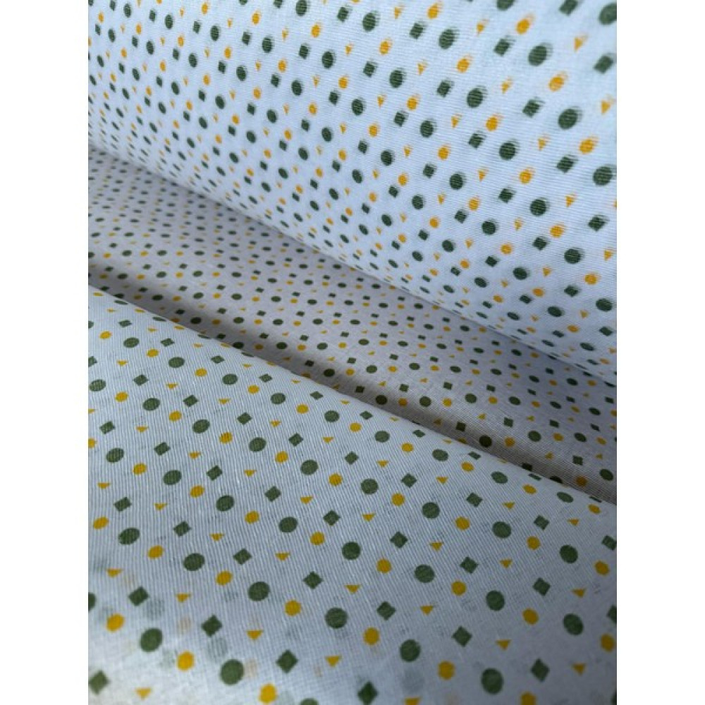 Evim Pırlanta sarı yeşil desenli Kumaş - 150 cm - 1 m - Renkli Kumaşlar Fiyatı