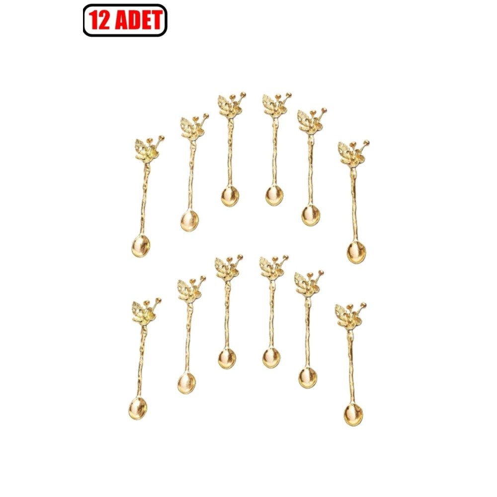 Evim Şahane 12 Adet Japon Gülü Gold Çay Kaşığı Seti Kahve Ve Kahvaltılık Hediyelik Mutfak Eşyası Çatal / Kaşık / Bıçak Takımları Fiyatı