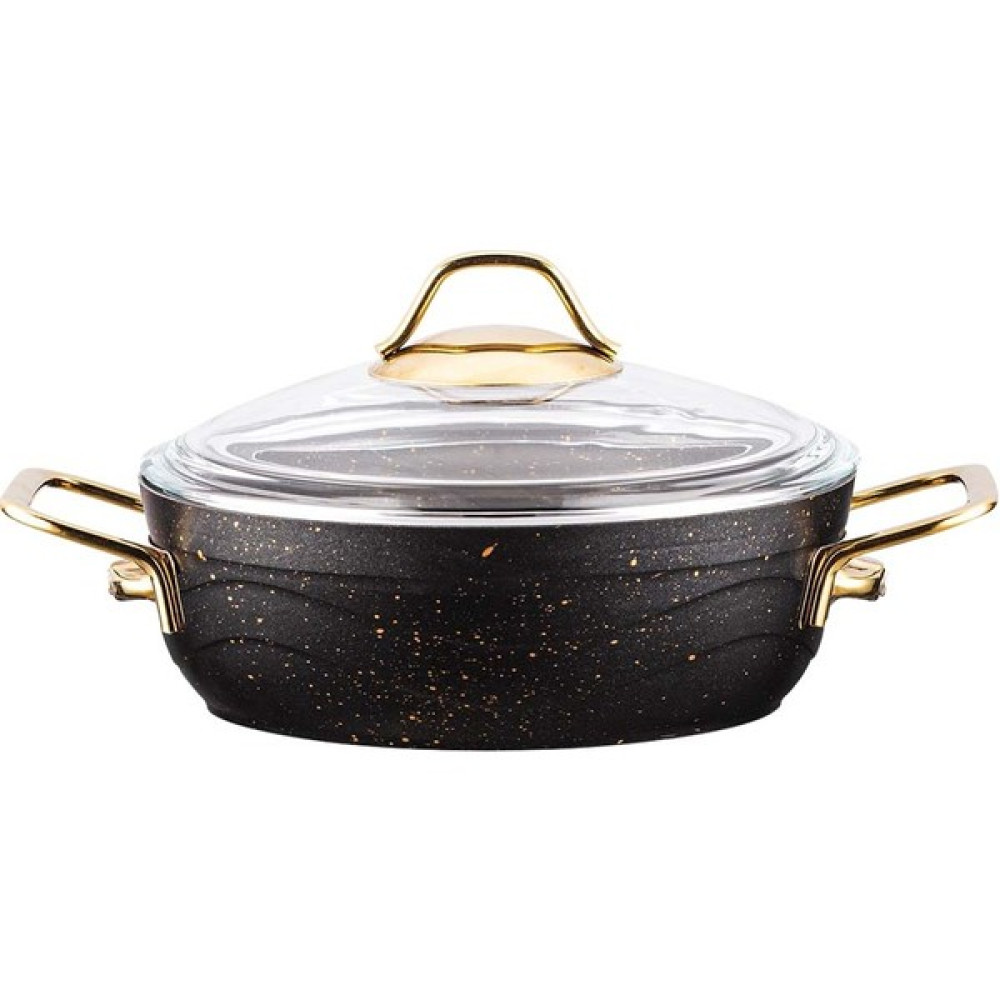 Evim Şahane Black Gold Basık Granit - Siyah - 28 cm Tencere / Tava Setleri Fiyatı