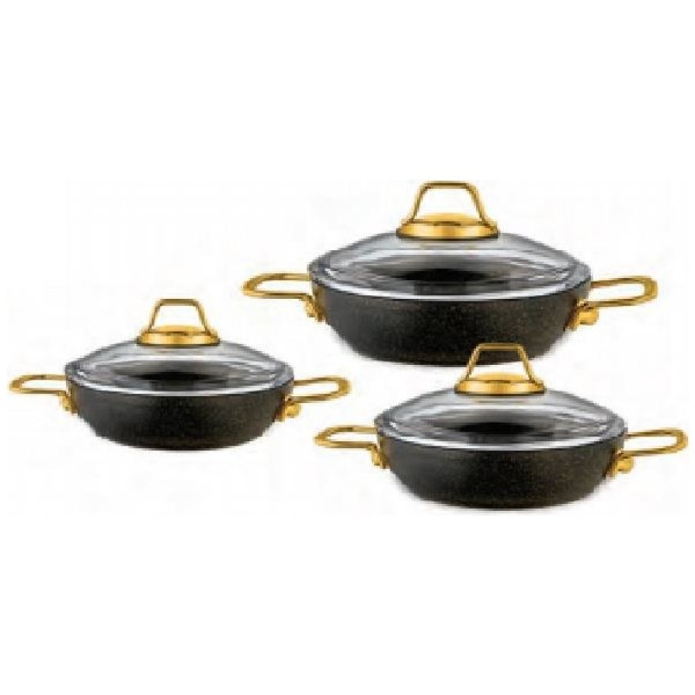 Evim Saray Evimsaray Sahan Omlet Seti Goldstone Granit 6 Parça Alya Siyah - 22 cm Tavalar Fiyatı