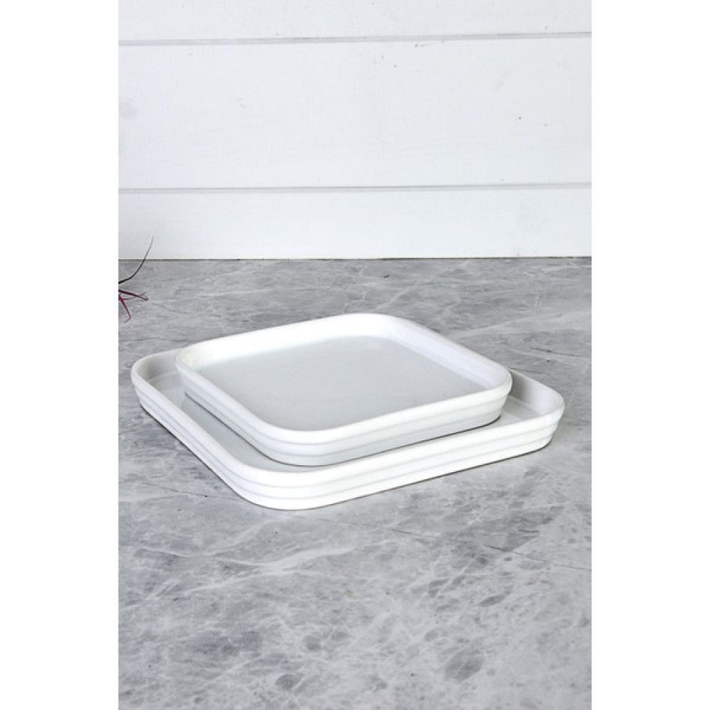 Evimiz Sepette Ikili Kare Servis Sunum& Pasta Tabağı 18 x 18 24 x 24 cm - Beyaz Mutfak Gereçleri Fiyatı