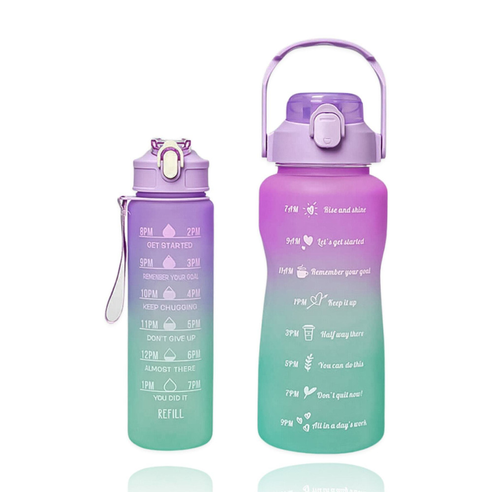 evimKii 2li Motivasyonel Su Matarası Su Şişesi 2lt+900ml Yavrulu Su Şişesi Tritan Suluk Matara Fiyatı