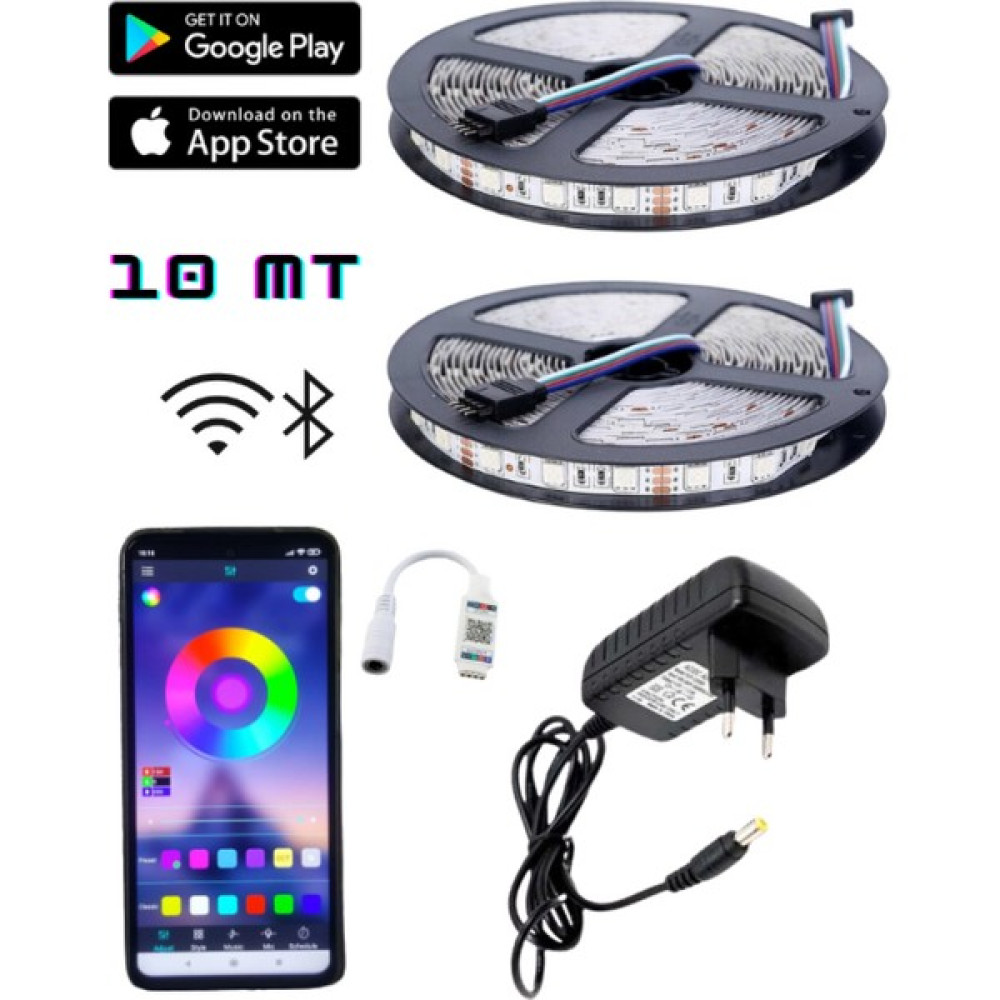 EVİMLED 10 Metre Rgb LED Sese ve Müziğe Duyarlı Bluetooth Özellikli Tak Çalıştır Set 3 Çipli Iç Mekan - 10 m Led Aydınlatmalar Fiyatı