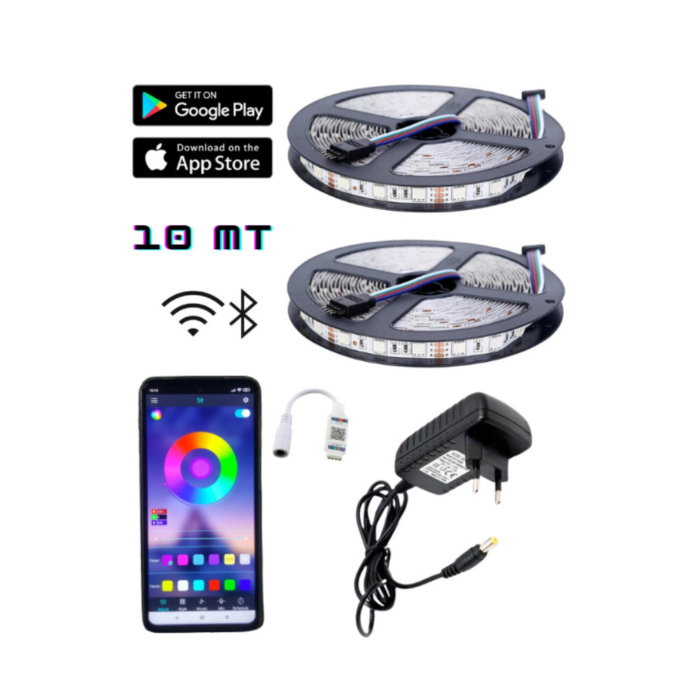 EvimLed 10 Metre Rgb Led Sese Ve Müziğe Duyarlı Bluetooth Özellikli Tak Çalıştır Set 3 Çipli Iç Mekan Yaş Günü & Parti Fiyatı