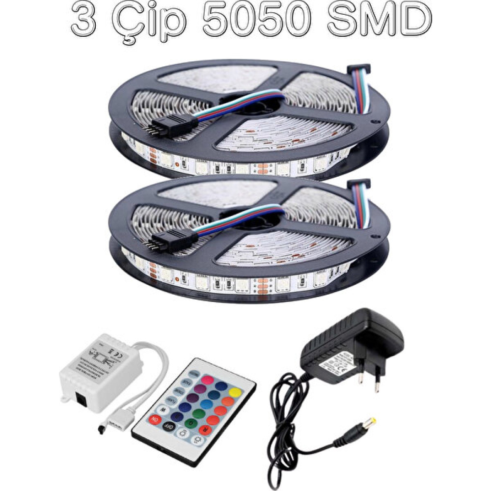 EVİMLED Evim Led Şerit LED Rgb 3 Çip 10 Metre 5050 Smd Tak Çalıştır Rgb LED Iç Mekan Slikonsuz - 10 m Led Aydınlatmalar Fiyatı