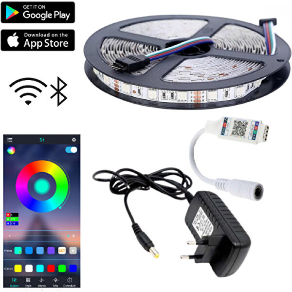 EvimLed Rgb Bluetooth Özellikli 3 Çip 3 Metre 5050 Smd Iç Mekan Slikonsuz Tak Çalıştır Set Led Aydınlatmalar Fiyatı
