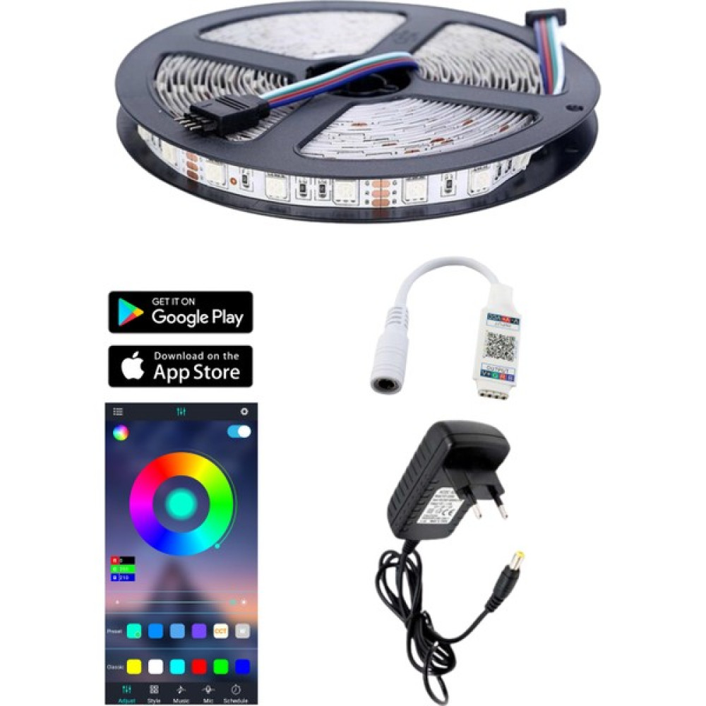 EVİMLED Rgb LED Bluetooth Özellikli - 5 Metre 5050 Smd Iç Mekan 3 Çip Sese ve Müziğe Duyarlı - 5 m Led Aydınlatmalar Fiyatı