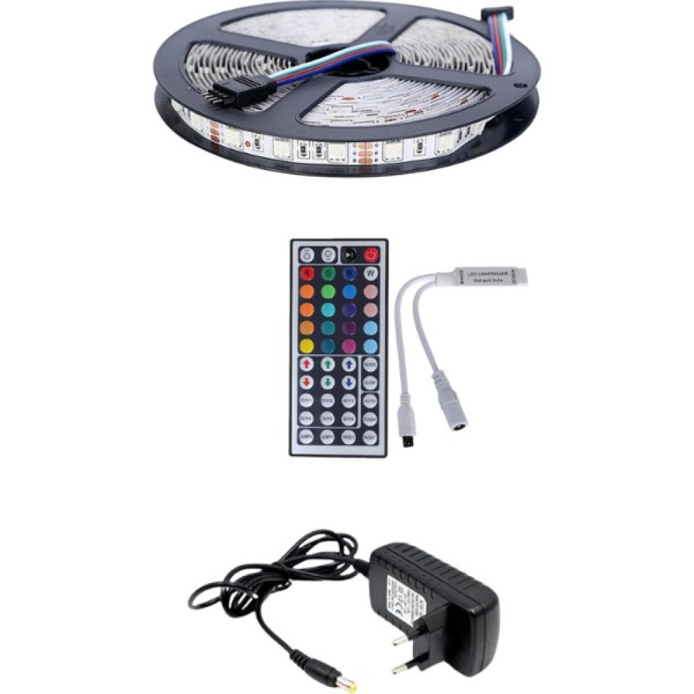 EVİMLED Rgb LED Slikonsuz Iç Mekan 5 Metre 44 Tuş Kumanda 5050 Smd 3 Çip Tak Çalıştır - 5 m Led Aydınlatmalar Fiyatı