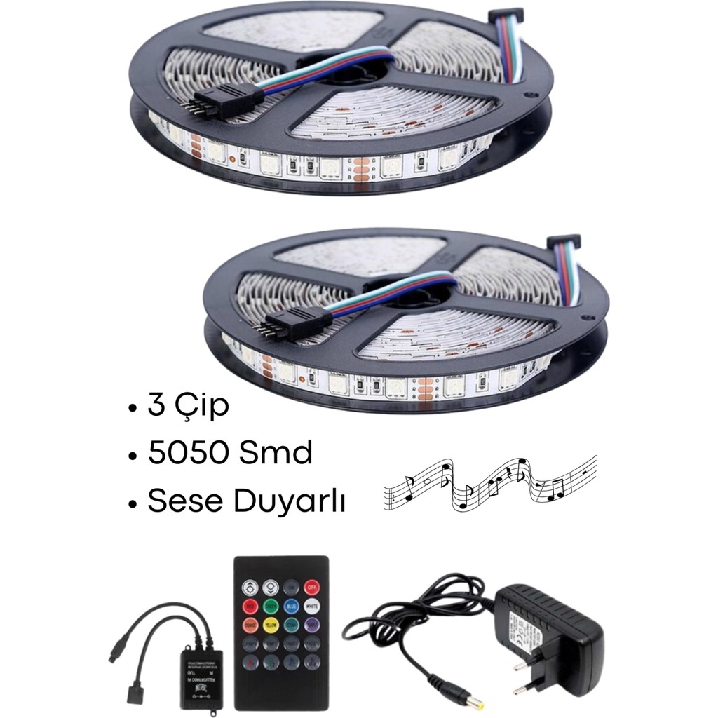 EVİMLED Sese Müziğe Duyarlı 10 Metre Rgb LED 3 Çipli 5050 Smd Tak Çalıştır Kombin - 10 m SSD / Solid State Drive Fiyatı