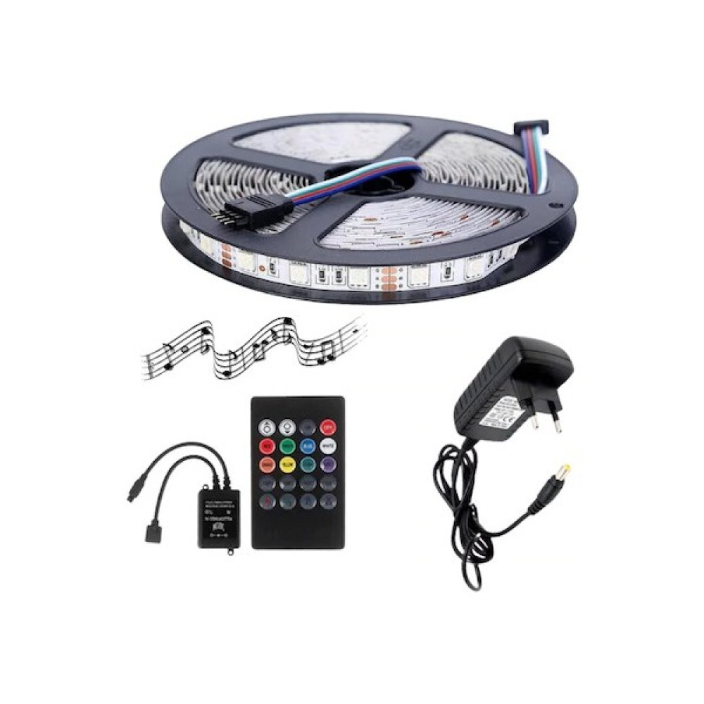 EVİMLED Sese ve Müziğe Duyarlı Rgb LED 5 Metre Uzaktan Kumandalı 3 Çipli 5050 Smd Tipi Set - 5 m Led Aydınlatmalar Fiyatı