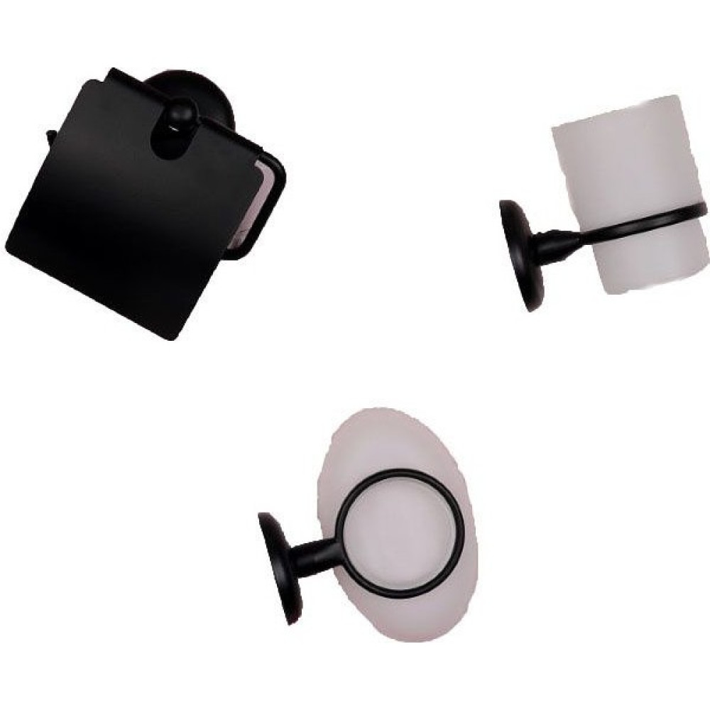 Evistro Banyo Aksesuarı 3'lü Set Tuvalet Kağıtlıgı +Sabunluk + Diş Fırçalık Siyah Oto Boyaları Fiyatı
