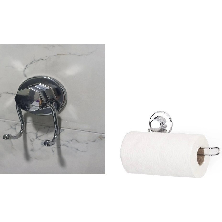 Evistro Hem Vakumlu Hem Vidalı Banyo Aksesuarı 2 Li Set Kağıt Havluluk + Havlu Askısı Krom El / Yüz Havlusu Fiyatı