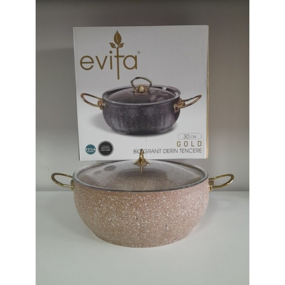Evita 30 cm Bio Granit Gold Derin Tencere Tencere / Tava Setleri Fiyatı