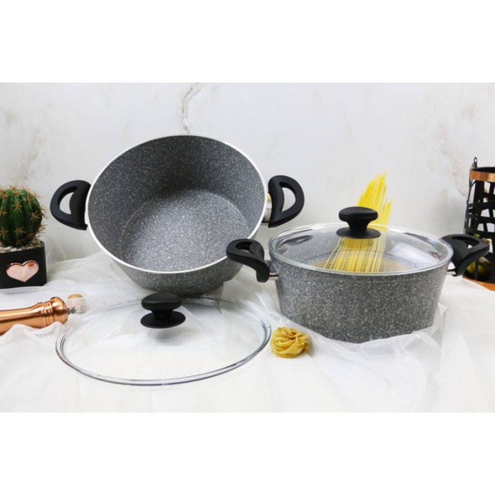Evita Bio Granit 4 Parça Derin Tencere Seti - Jumbo - Gri - 28-30 cm Tencere / Tava Setleri Fiyatı