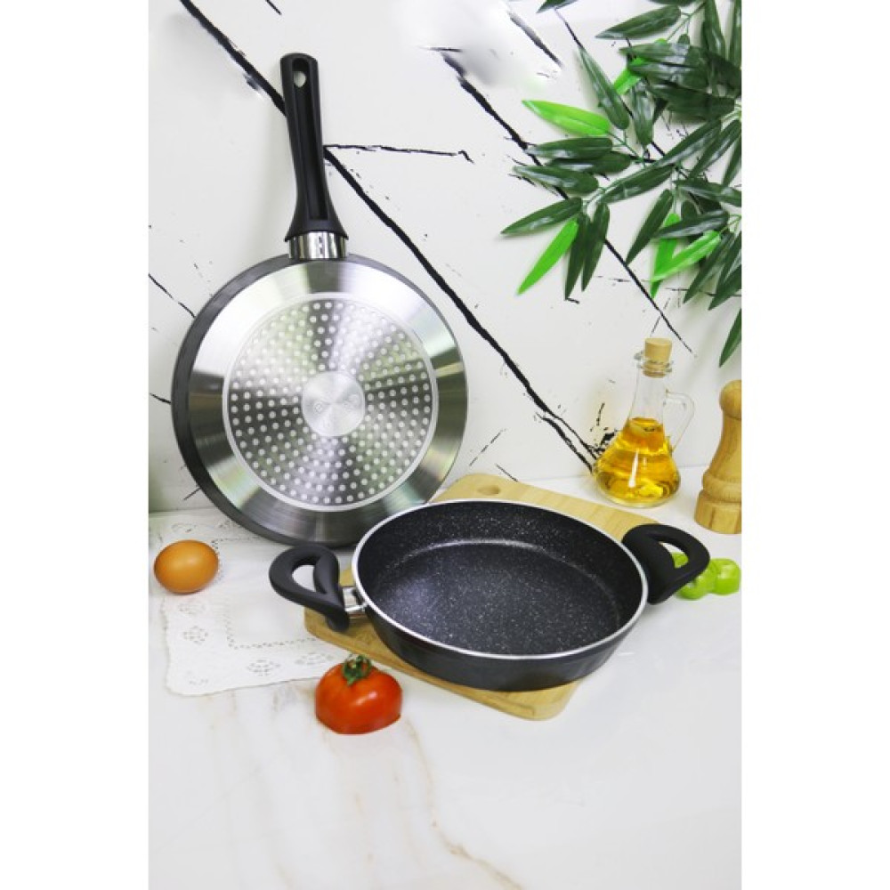 evita Eco Bio Granit 2 Parça Sahan Tava Set - Indüksiyon Taban - Jumbo - Siyah Tavalar Fiyatı
