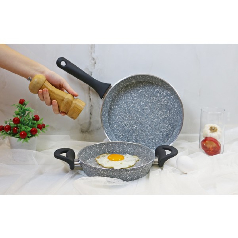 Evita Eco Bio Granit 2 Parça Sahan ve Tava Seti-Family - 20,24 cm - Gri Tavalar Fiyatı
