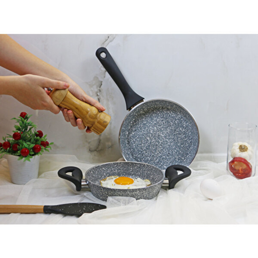 Evita Eco Bio Granit 2 Parça Sahan ve Tava Seti-Mini - 18,20 cm - Gri Tavalar Fiyatı