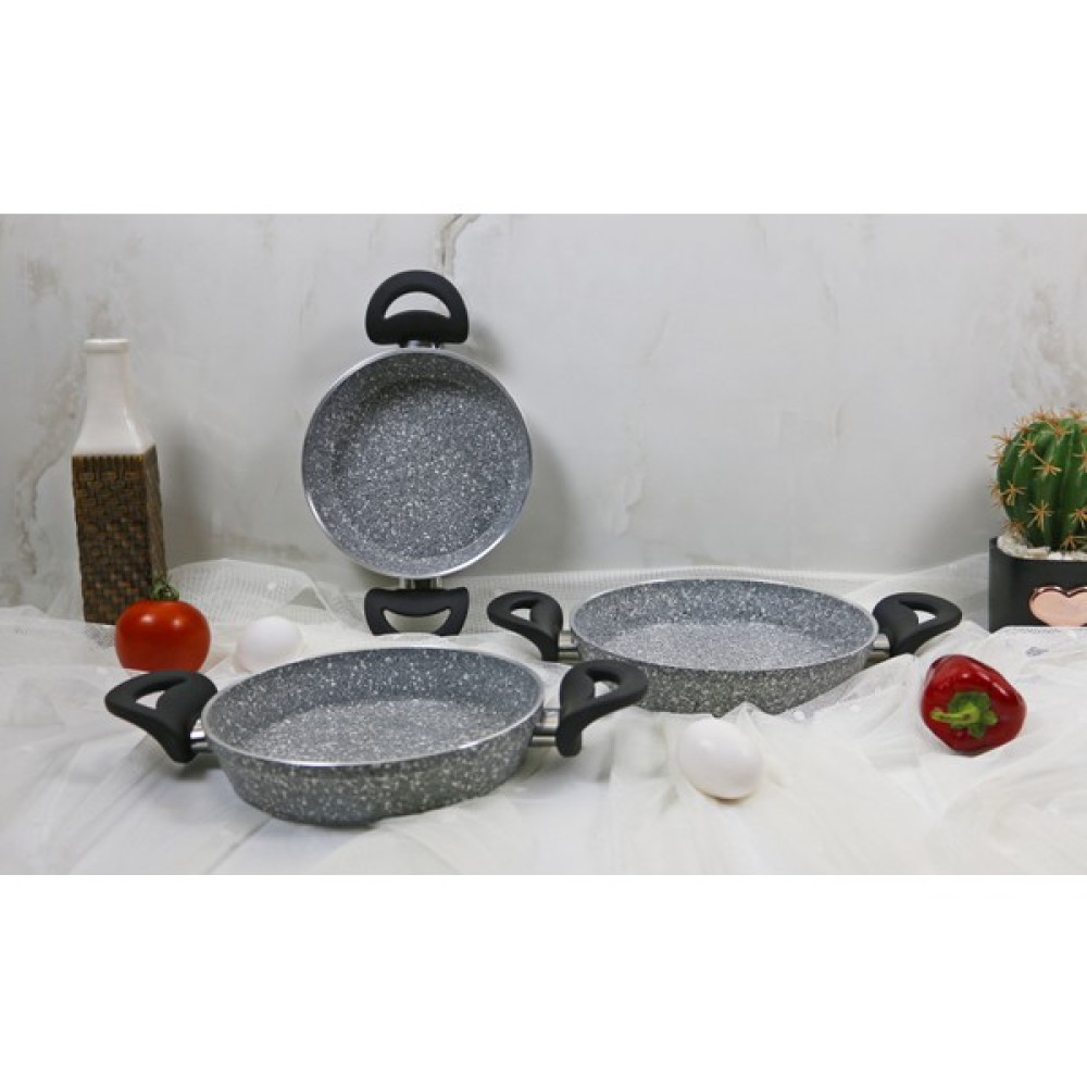 evita Eco Bio Granit 3 Parça Sahan Set - Mini - Gri Tavalar Fiyatı