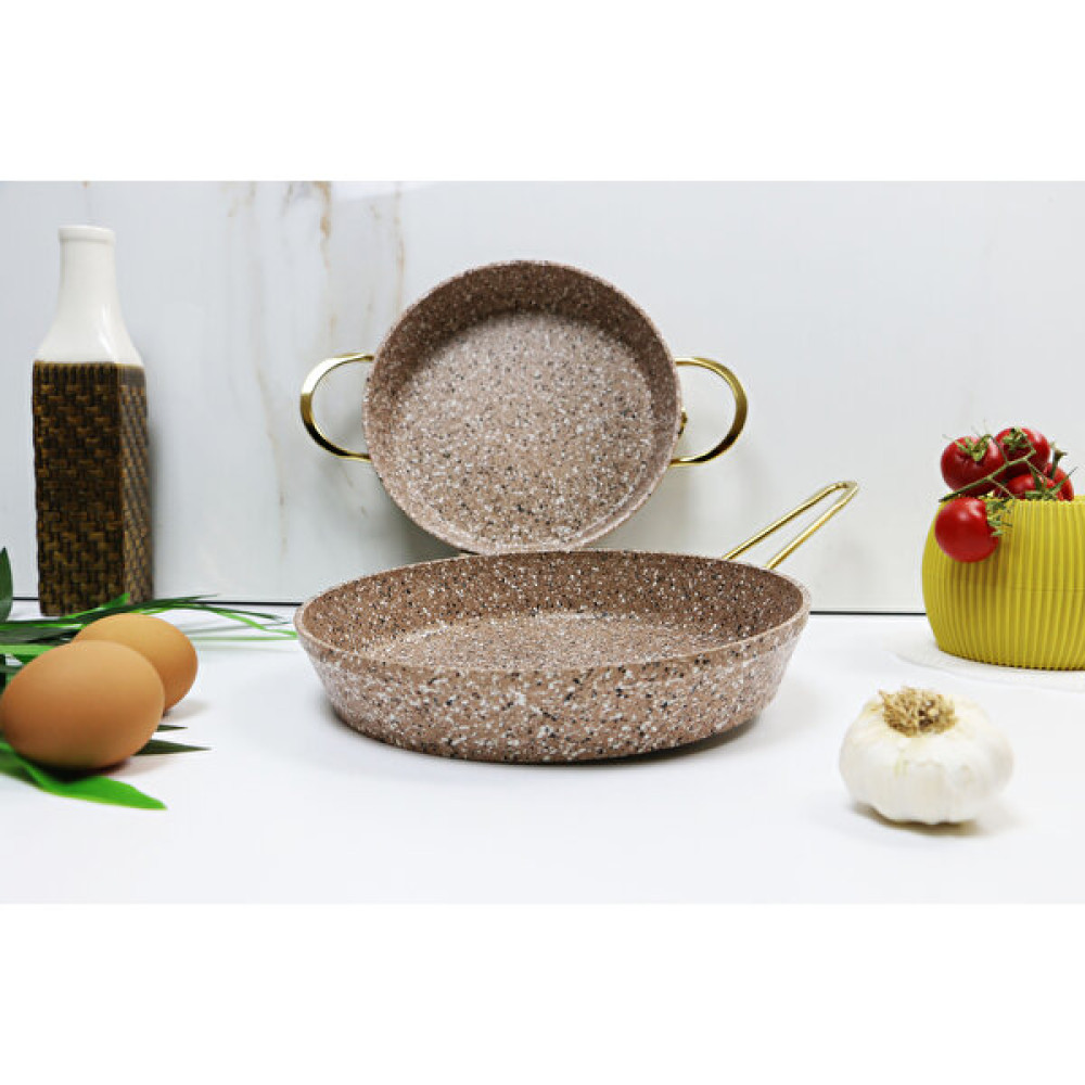 Evita Eco Gold Granit 2 Parça Sahan ve Tava Seti-Family - 20-24 cm - Kahverengi Tavalar Fiyatı