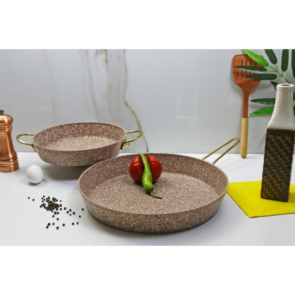 Evita Eco Gold Granit 2 Parça Sahan ve Tava Seti-Mega - 24-32 cm - Kahverengi Tavalar Fiyatı