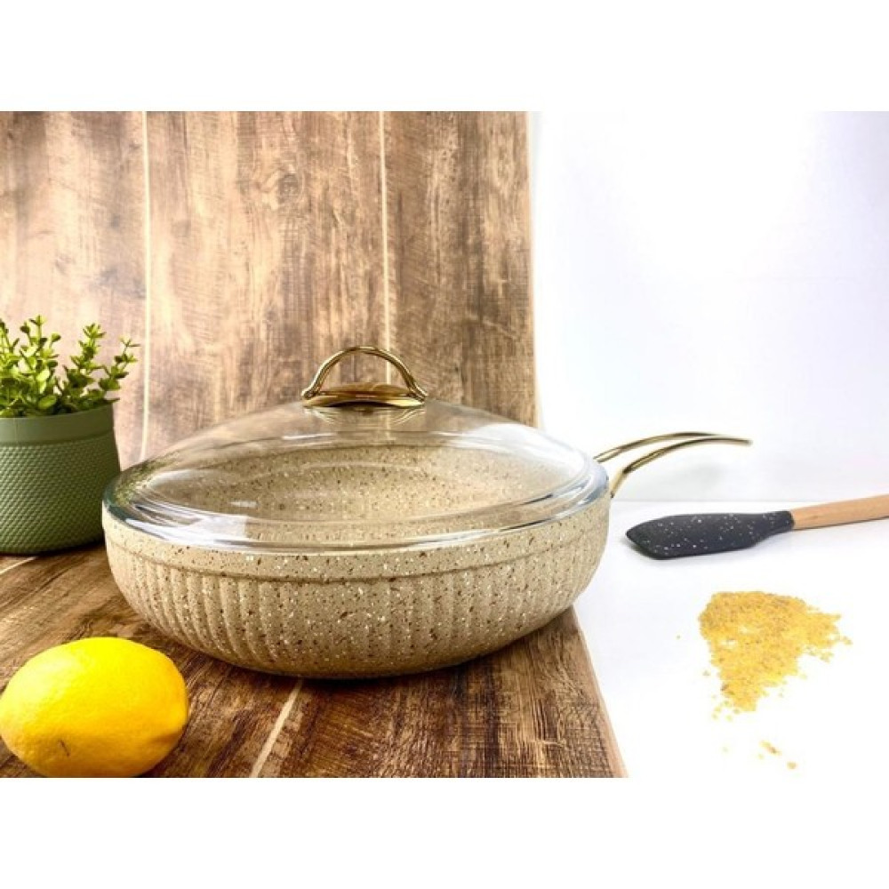 Evita Istiridye Gold Granit 28 Cm Kapaklı Tava Tencere / Tava Setleri Fiyatı