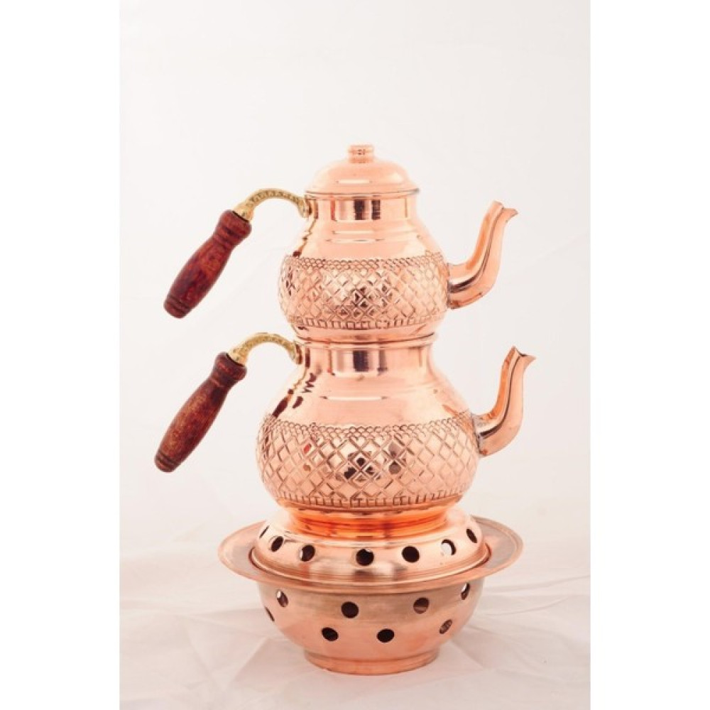 Evix Home Evixhome Dövmeli Desenli Büyük Boy Bakır Çaydanlık & Osmanlı Çaydanlık Takım Çay / Çaydanlık Setleri Fiyatı