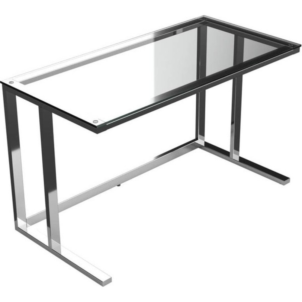 Evka Tekli Desk Çalışma Masası - Parlak Paslanmaz Ayak Şeffaf Cam - Y: 75 cm D: 60 cm G: 120 cm - Beyaz Çalışma Masası Fiyatı