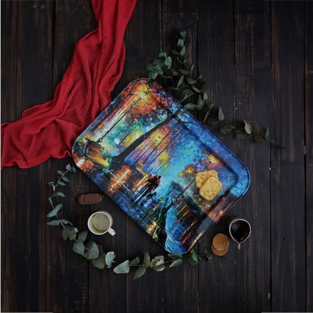 Evle Afremov Venedik Büyük Kanal Desenli 310x430 mm Dikdörtgen Metal Dekoratif Sunum Tepsisi - Çok Renkli Servis Tepsisi Fiyatı