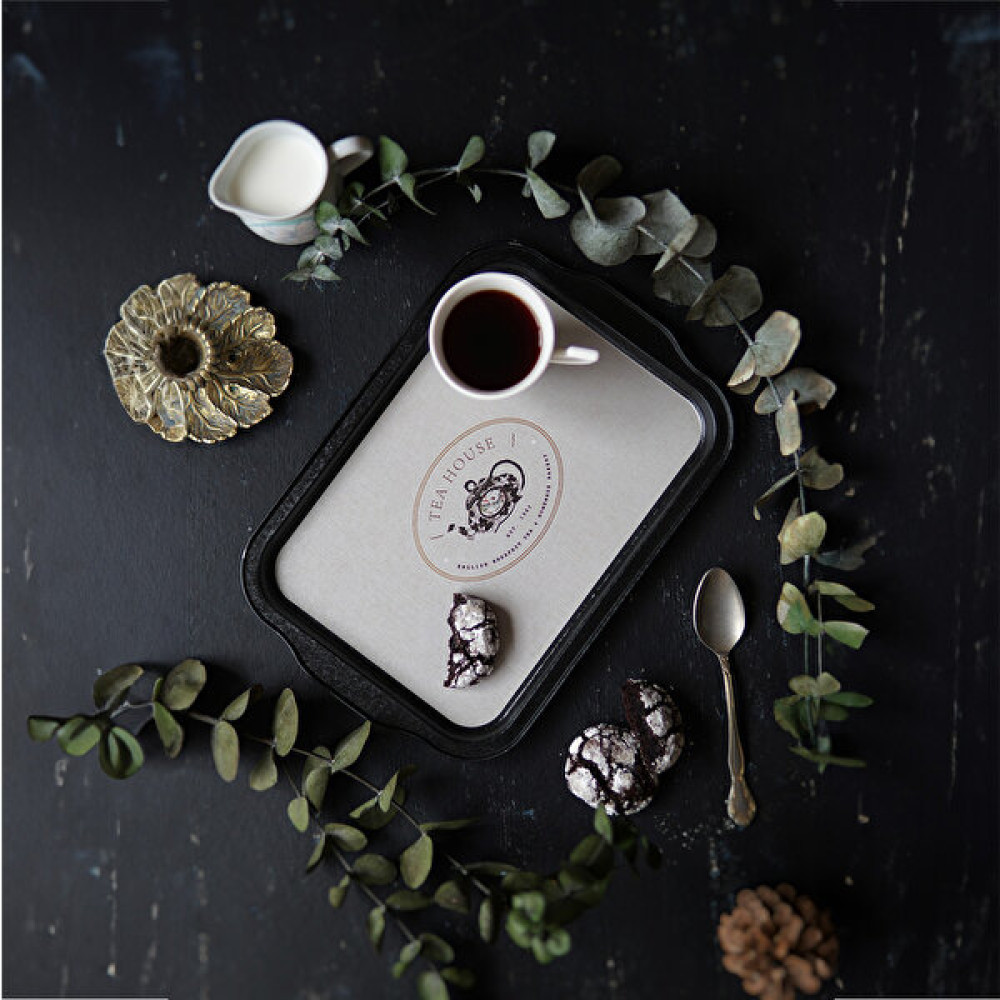 Evle EE162-8F Azura Tea Desenli Dikdörtgen Tepsi 22X32 cm Servis Tepsisi Fiyatı