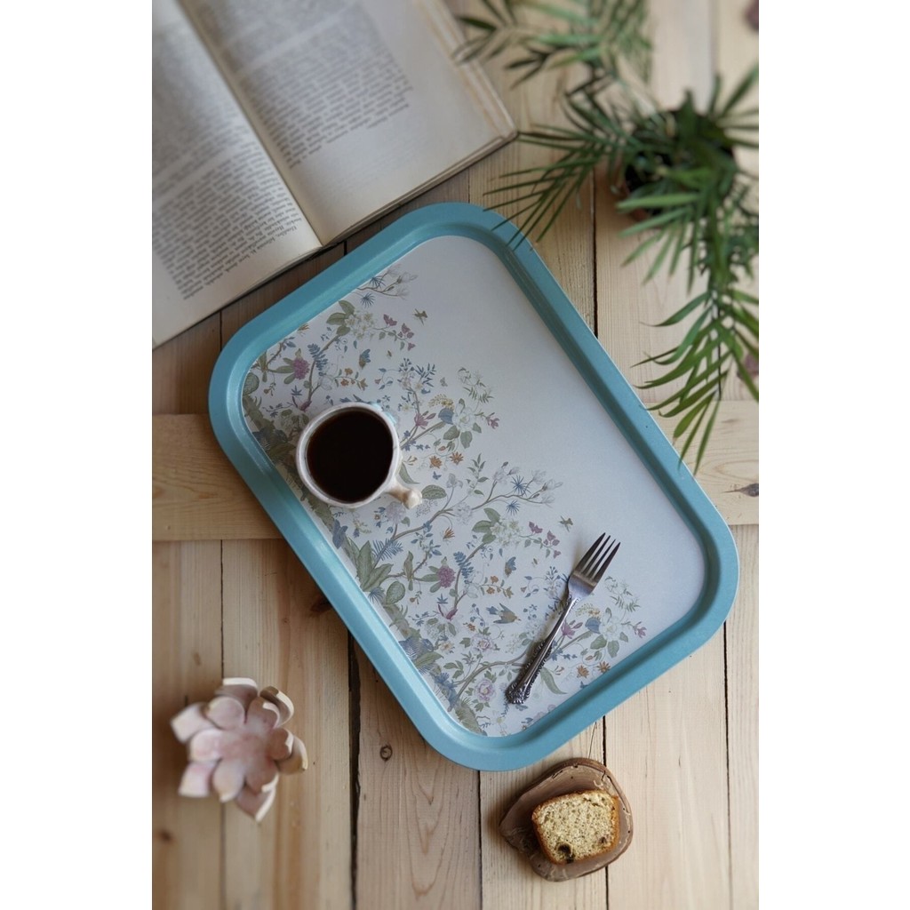 Evle EE164-9F Botanica Blue Desenli Dikdörtgen Tepsi 29X40 cm Tepsiler / Fırın Kapları Fiyatı
