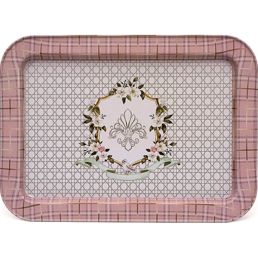 Evle EE169-U7 Rosy Desenli Dikdörtgen Tepsi 32X43 cm Servis Tepsisi Fiyatı