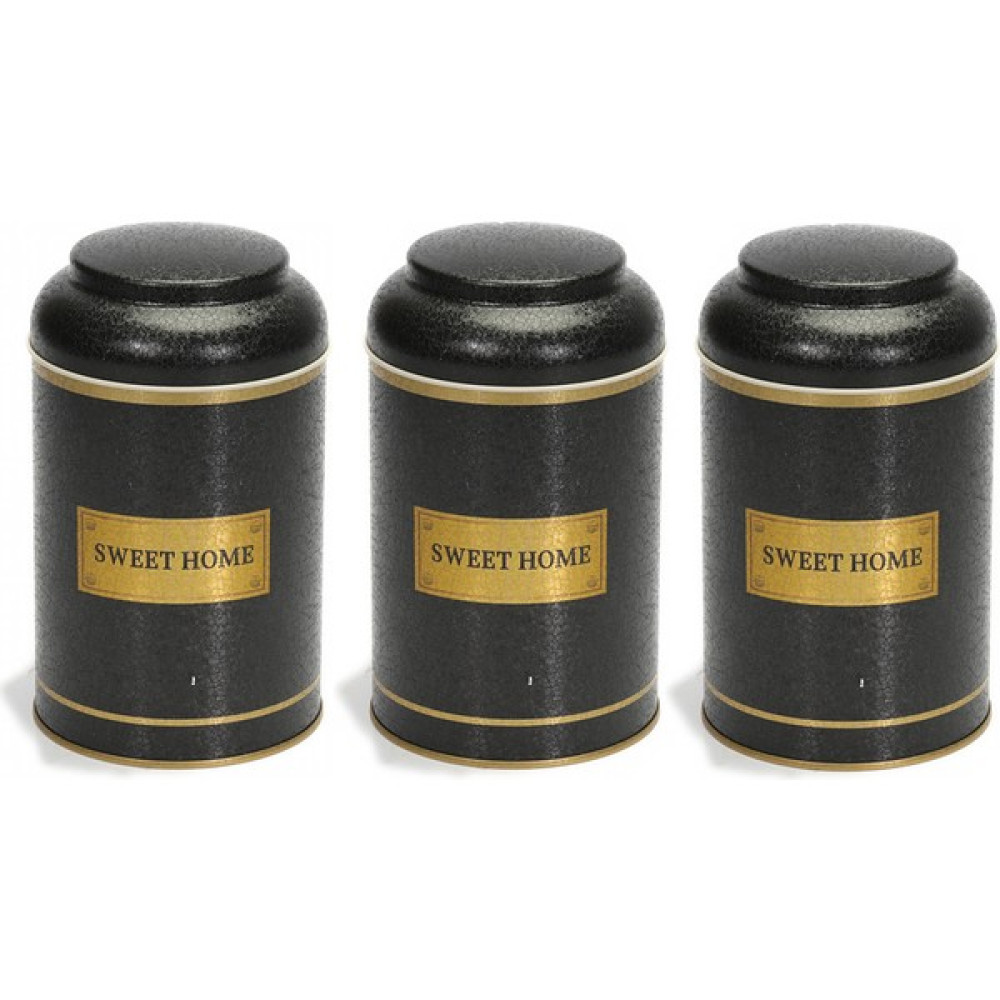 Evle EFB0424 Silindir Saklama Kabı Ø105 3 Lü Set, Flat Black Gold Saklama Kapları Fiyatı