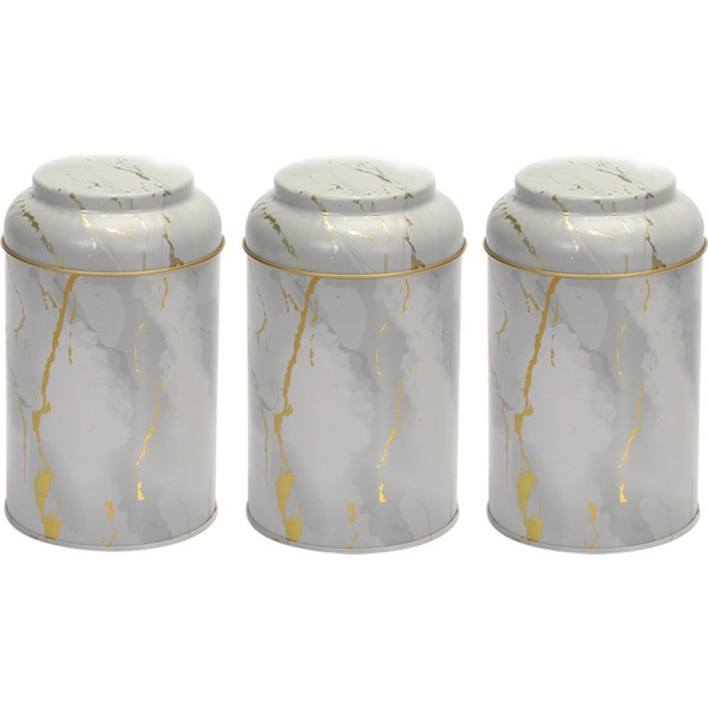 Evle EFB0451 Silindir Saklama Kabı Ø105 3 Lü Set, Marble White Saklama Kapları Fiyatı