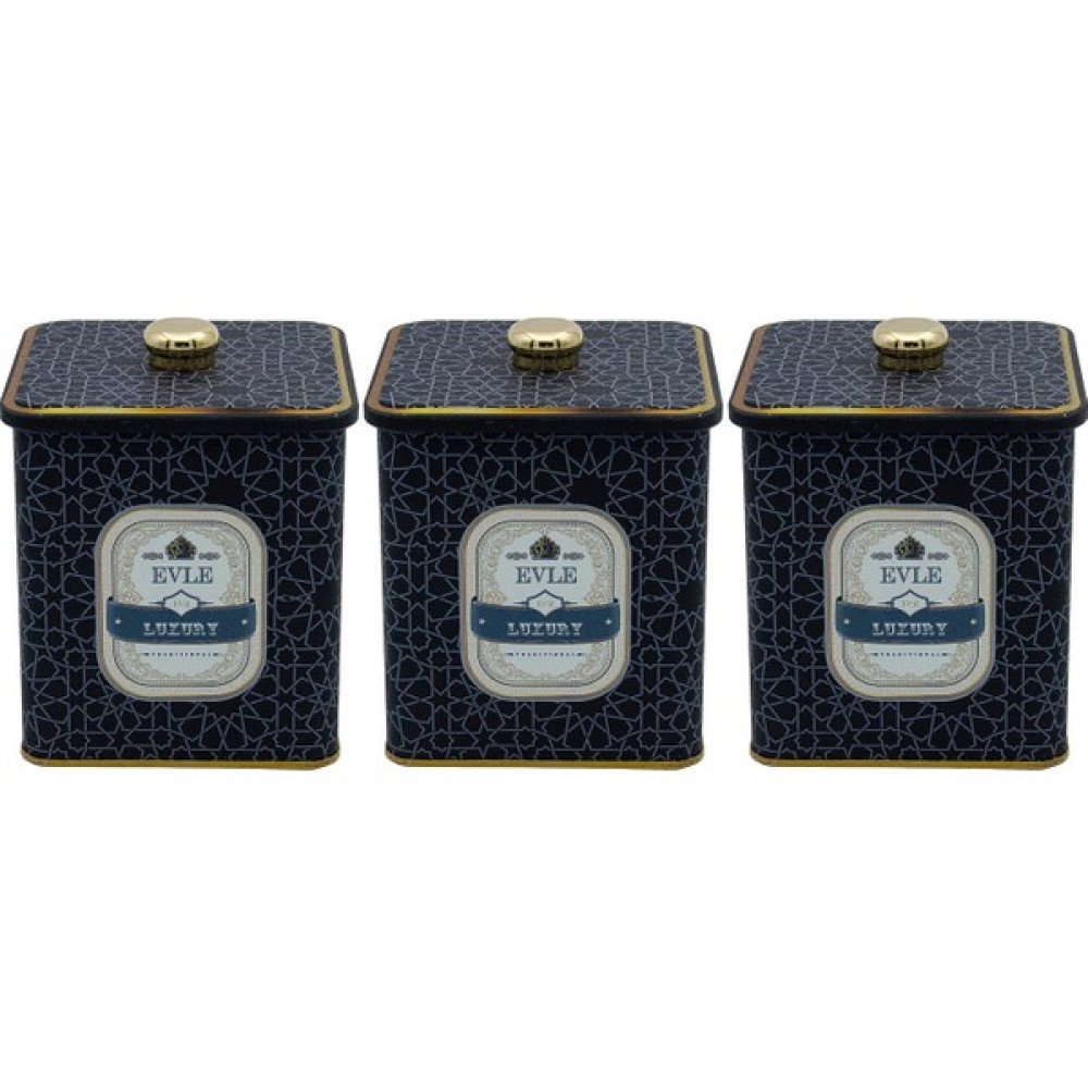 Evle ERB22V2 Kare Metal Saklama Kabı Topuz Kulplu 120X120 3 Lü Set, Trellis Saklama Kapları Fiyatı