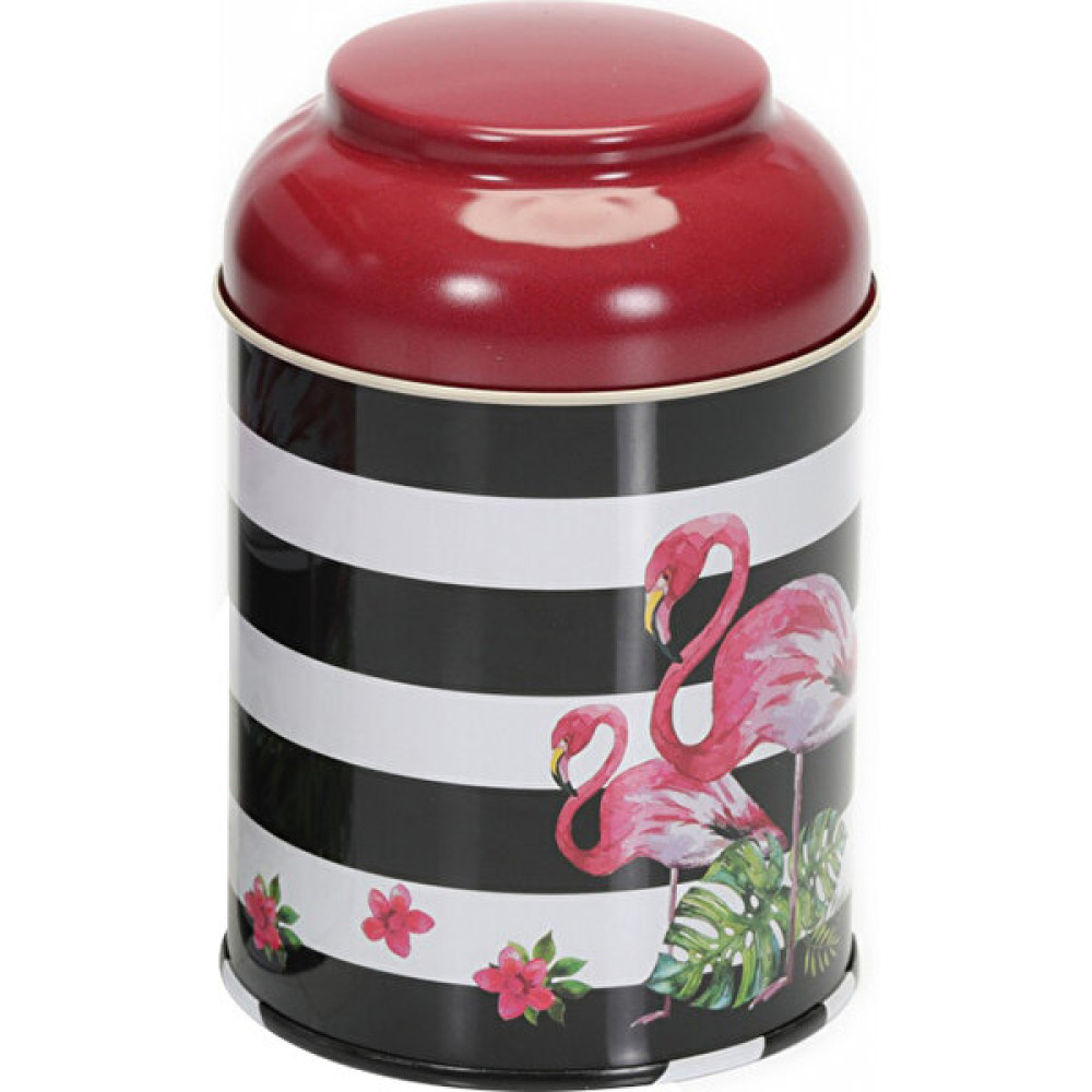 Evle Flamingo Desenli Metal Erzak Saklama Kabı 0.8 lt - Siyah Beyaz Saklama Kapları Fiyatı