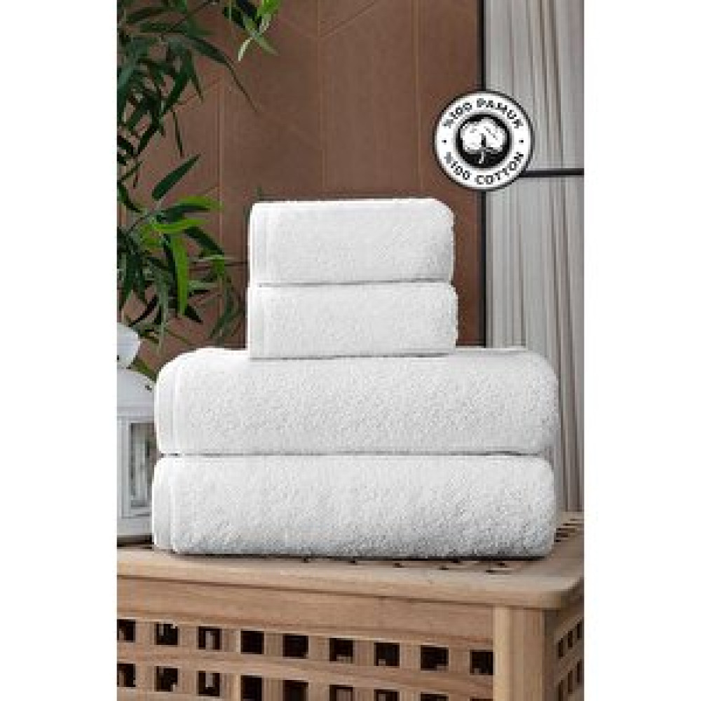 Evlen Home Collection %100 Pamuk 4'lü Banyo Havlu Seti 70x140cm + 50x90cm Otel Havlusu Beyaz Beyaz Banyo Havlusu Fiyatı