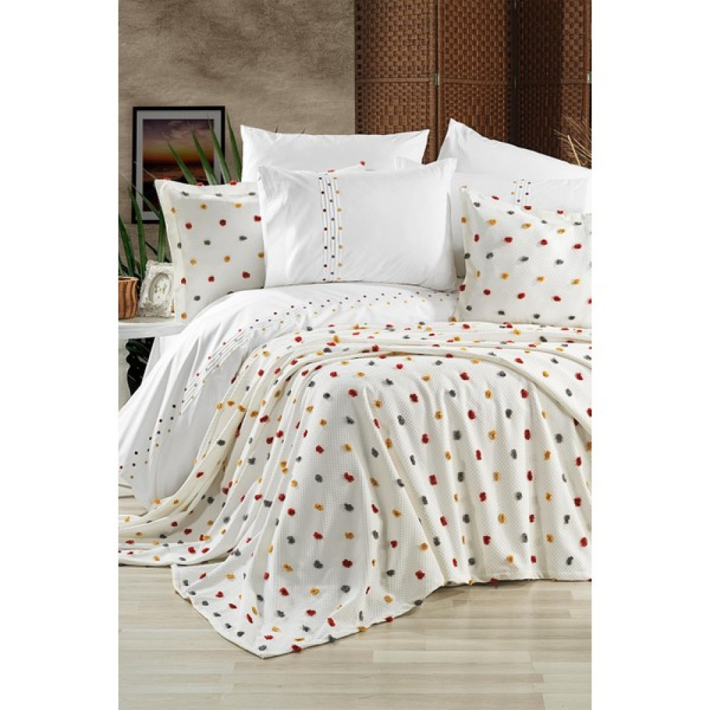 Evlen Home Collection %100 Pamuk Nevresimli Pike Takımı ( Yatak Örtüsü ) Colourful Çeyiz Seti 9 Parça Nevresim Seti - Renkli - 200 x 220 cm Nevresim Takımı Fiyatı