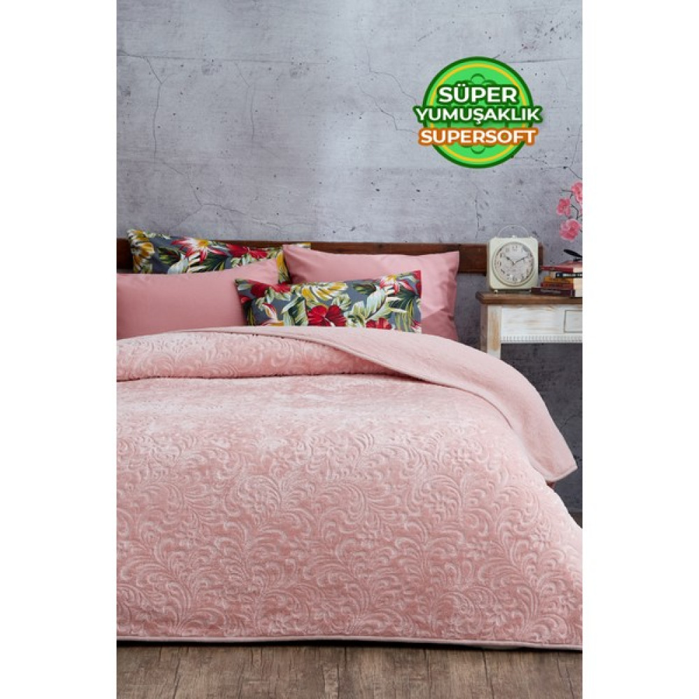 Evlen Home Collection 2.8 kg Embos Baskılı Pamela Kalın Çift Kişilik Battaniye 230X240 cm Açık Pudra - 230 x 240 cm Battaniye Fiyatı