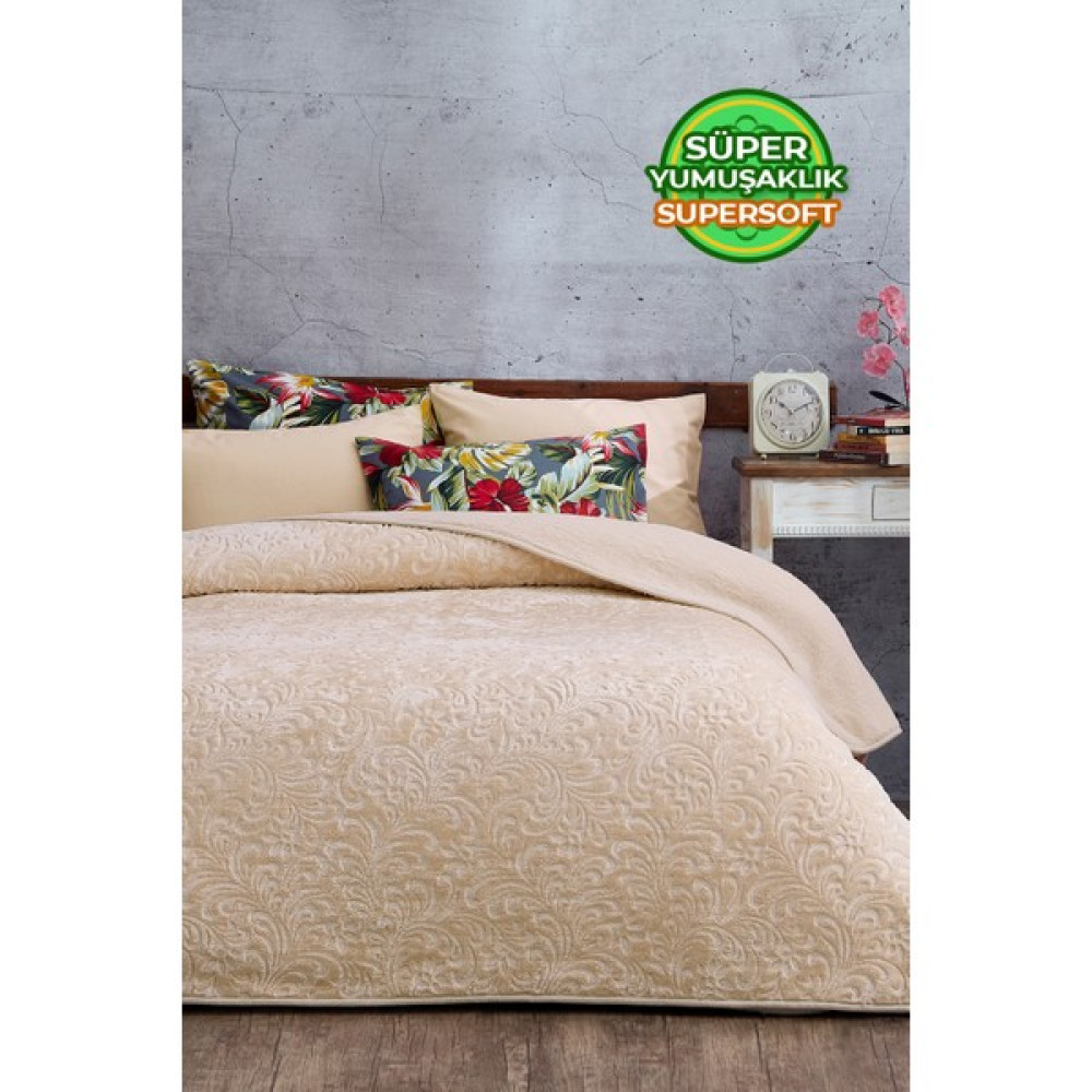 Evlen Home Collection 2.8 kg Embos Baskılı Pamela Kalın Çift Kişilik Battaniye 230X240 cm Cappuccino - 230 x 240 cm Battaniye Fiyatı