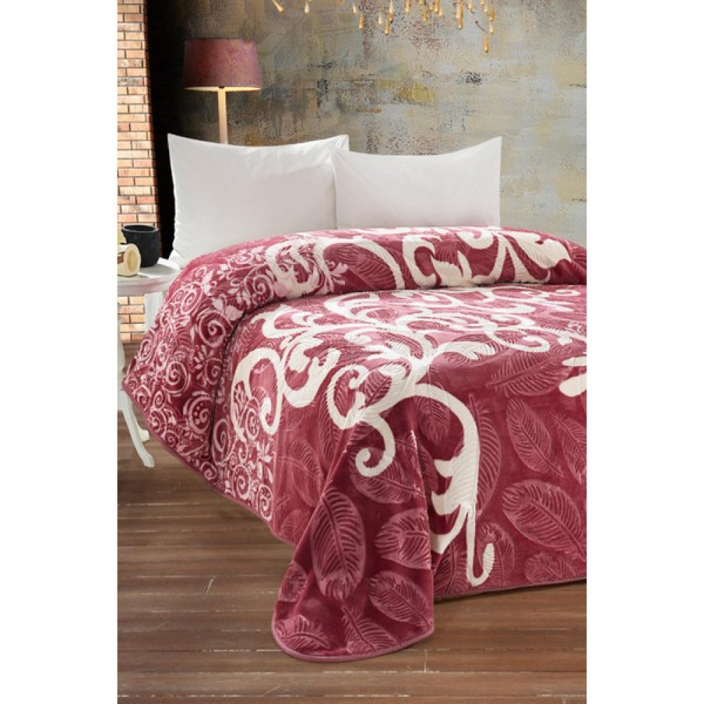 Evlen Home Collection 4 kg Battaniye Supersoft Embos Kalın Yumuşak Peluş Çift Kişilik Yumoş 220X240 cm Elizya - 220 x 240 cm - Kırmızı Battaniye Fiyatı
