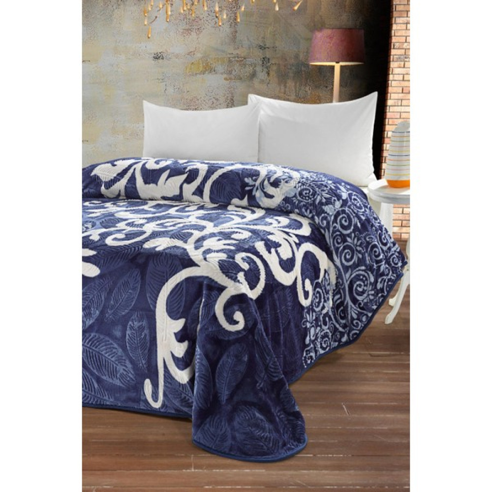 Evlen Home Collection 4 kg Battaniye Supersoft Embos Kalın Yumuşak Peluş Çift Kişilik Yumoş 220X240 cm Elizya - 220 x 240 cm - Lacivert Battaniye Fiyatı