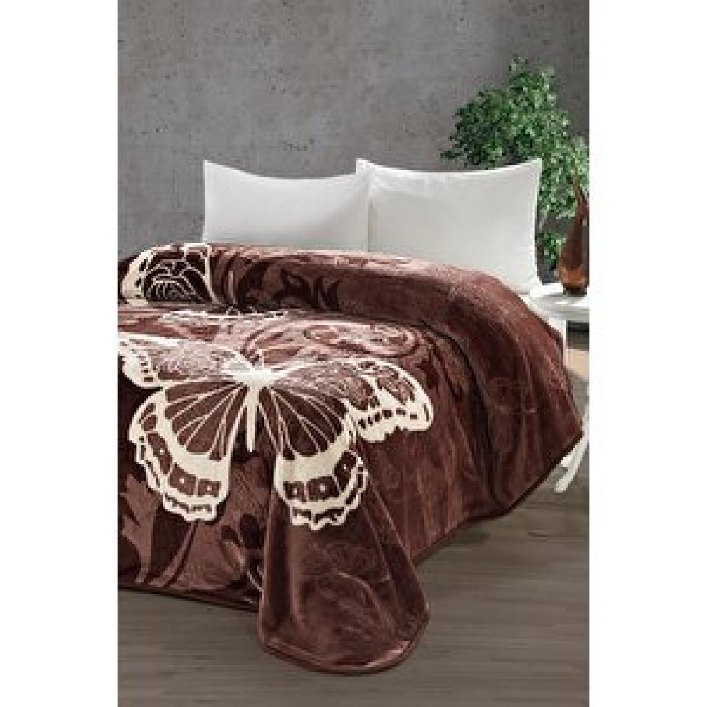Evlen Home Collection 4 Kg Battaniye Supersoft Embos Kalın Yumuşak Peluş Çift Kişilik Yumoş 220x240 Cm Kelebek Kahve Battaniye Fiyatı