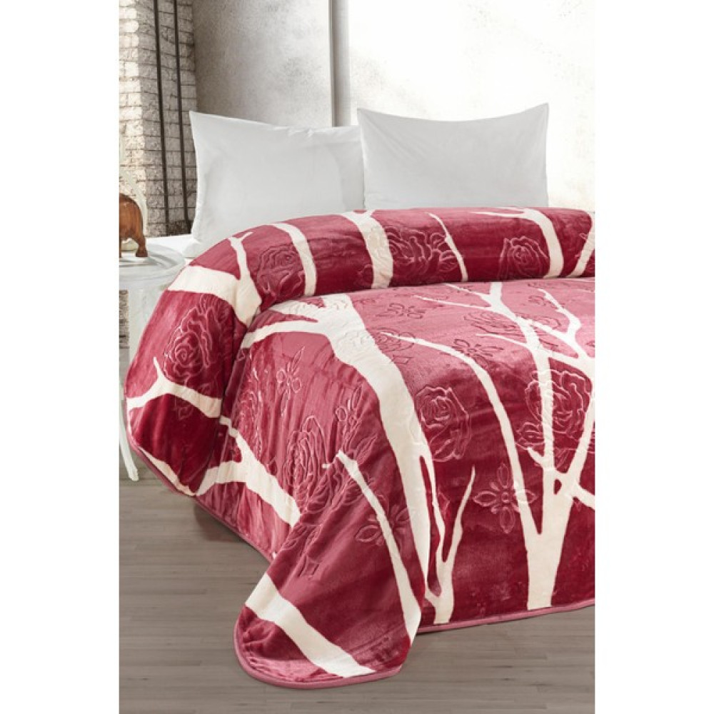 Evlen Home Collection 4 kg Battaniye Supersoft Embos Kalın Yumuşak Peluş Çift Kişilik Yumoş Kabartma 220X240 cm Devin - 220 x 240 cm - Kırmızı Battaniye Fiyatı